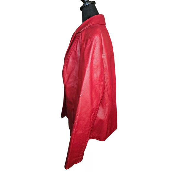 Women's East 5th Burgundy Leather Blazer Size 1X - Picture 2 of 8